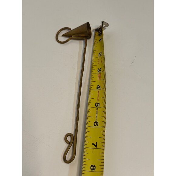 VTG Brass Twisted Candle Snuffer Decorative Loop Hook Handle Cone Shaped Cup 8" - Picture 4 of 4